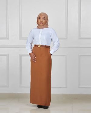 Straight skirt in Camel Brown